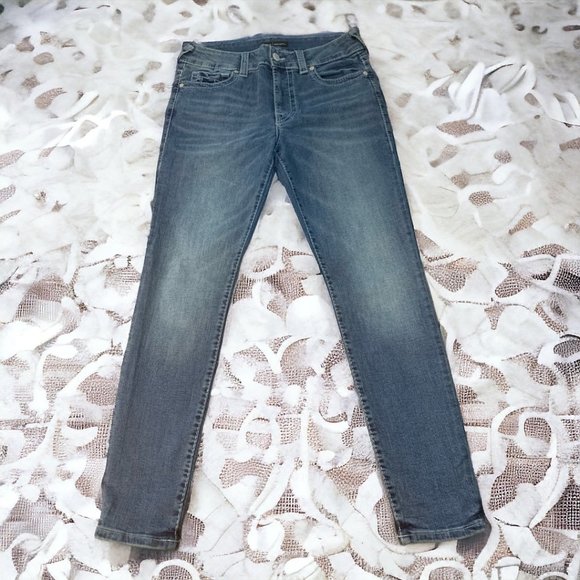 True Religion Denim - Women's True Religion Halle Mid Rise Super Skinny Blue Jeans